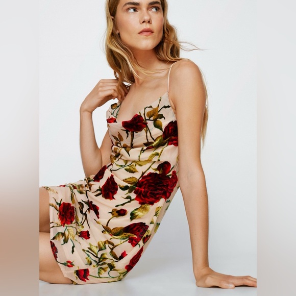Nasty Gal Rose Floral Devore Cowl Slip Mini Dress - Picture 3 of 6